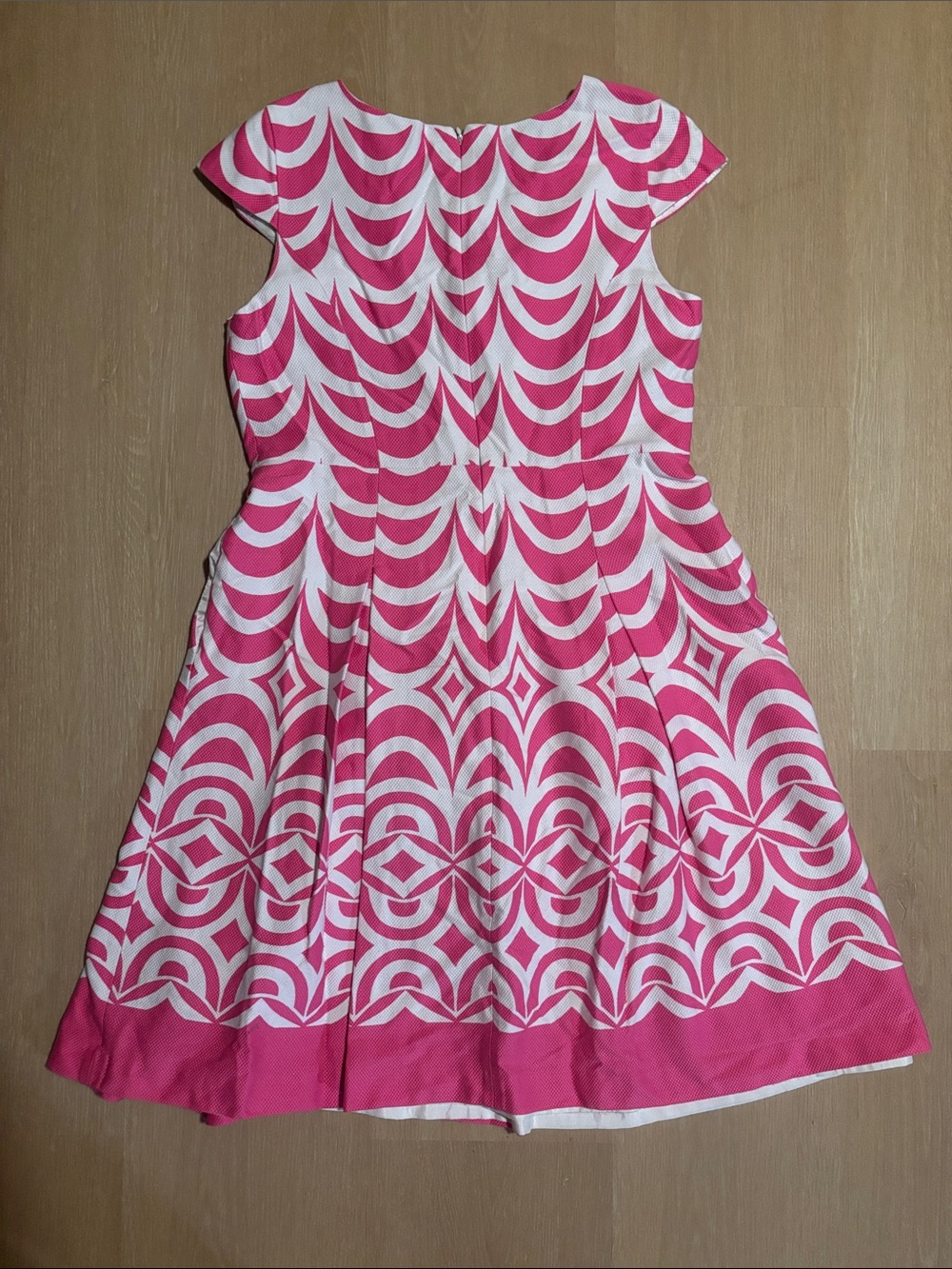 Talbots Pink and White Cap Sleeve Fit and Flare Dress size 12 - Picture 4 of 4